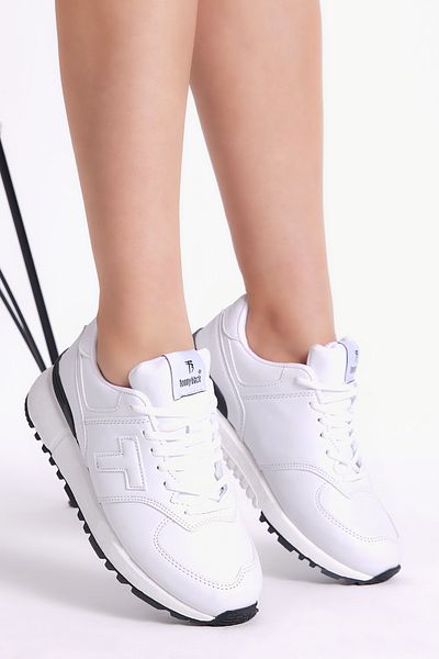 Tonny Black Weißer, rutschfester Unisex-Schnürsneaker mit Eva-Sohle