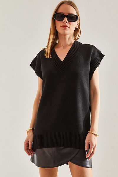 Bianco Lucci Women's V-Neck Knitwear Sweater