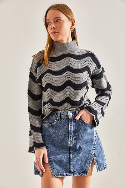 Bianco Lucci Gemusterter, durchbrochener Strickpullover für Damen
