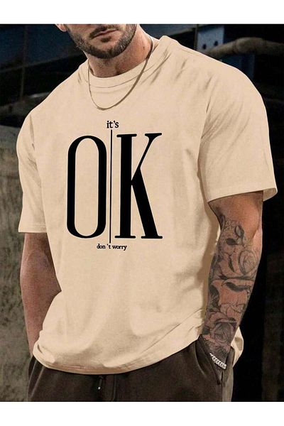 MOONBULL Голяма мъжка тениска с щампи It's OK