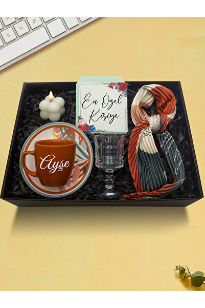 AS COMPANY Kişiye Özel Kiremit Fincan & Fular & Kahve Yanı Cam Su Bardağı & B...