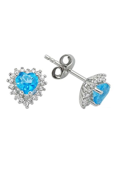 Sirius Pırlanta Pırlanta ve Kalp Mavi Topaz Taşlı Anturaj Küpe