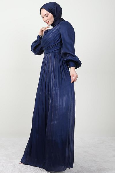 Giza Giyim Μεταξωτό Φόρεμα Hijab Navy Blue