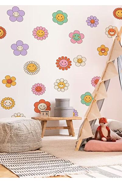 WALLHUMAN Retro Smile Çocuk Odası, Kreş, Anaokulu Duvar Stickerı