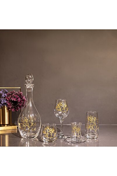 sudeka 61 Parça 12 Kişilik Hayat Ağacı Cam Su Takımı