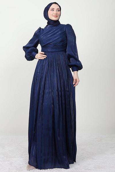 Giza Giyim Μεταξωτό Φόρεμα Hijab Navy Blue