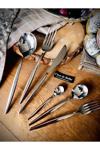 CASA DE BELLA Steel 72 Pieces 12 Person Round Mouth 18/10 Fork Spoon Knife Set