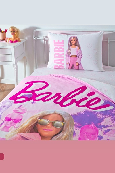 Taç Barbie Pink Power Lisanslı Tek Kişilik Kız Çocuk Uyku Seti 5 Parça %100 Pamuk