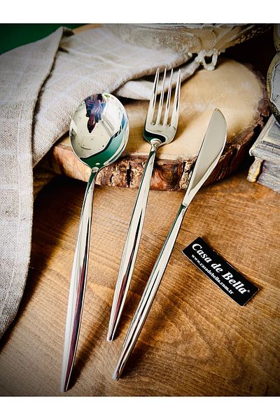 CASA DE BELLA Steel 72 Pieces 12 Person Round Mouth 18/10 Fork Spoon Knife Set