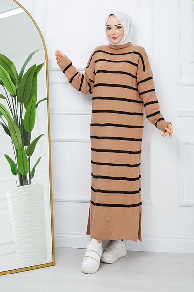 Pamuk Butik Γυναικείο ριγέ πλεκτό φόρεμα