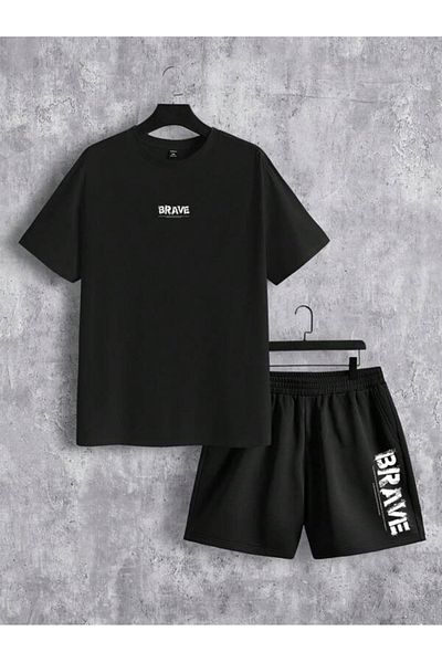 MOONBULL Men's Brave Printed T-shirt-Shorts Set