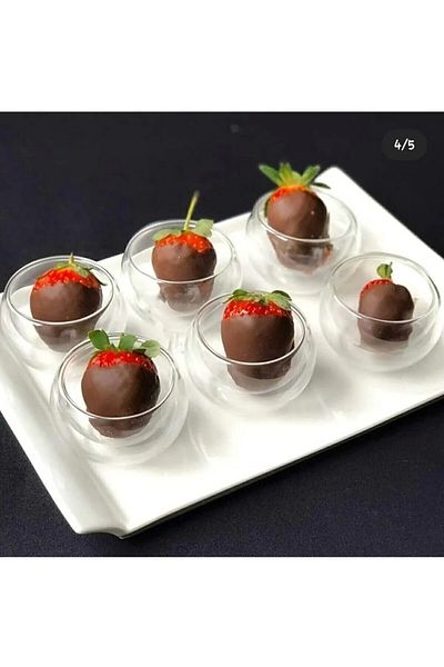 YzHome 6-Piece Double Wall Glass Mini Sauce Bowl Dragee Turkish Delight Bowl Catering Bowl