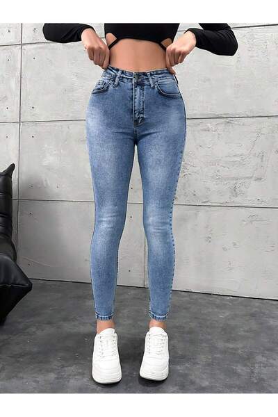 Serica Moda Blugi skinny Lycra cu talie normală