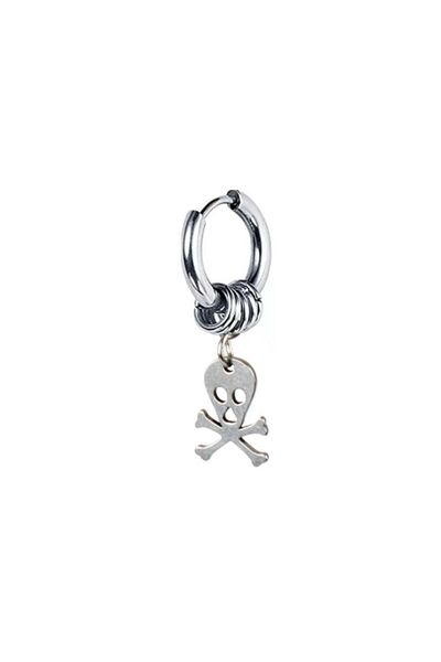 Jaida Moda Unisex 316l Surgical Steel Skull Figure Ringed Dangle Hoop Earrings