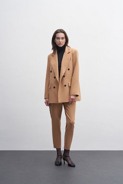 EBU Prive Jachetă Blazer Damă Dublu Breasted Camel