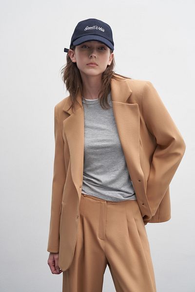 EBU Prive Jachetă blazer semi-oversize pentru femei Camel