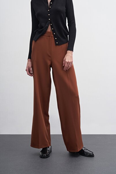 EBU Prive Pantaloni Palazzo de damă maro ciocolată