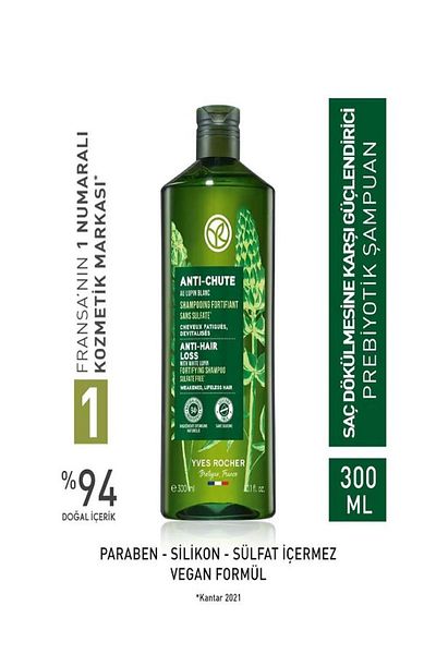 Yves Rocher Prebiotic Shampoo - 300 ml Anti-Hair Loss, Anti-Chute Anti-Hair Loss Herbal Protection