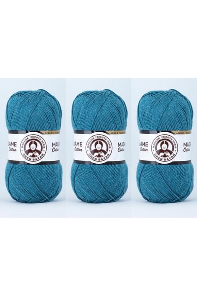Ören Bayan Ören Madame Cotton Νήματα Πλεκτομηχανής 100 gr 3 Τεμάχια Χρώμα 050 Petrol Blue