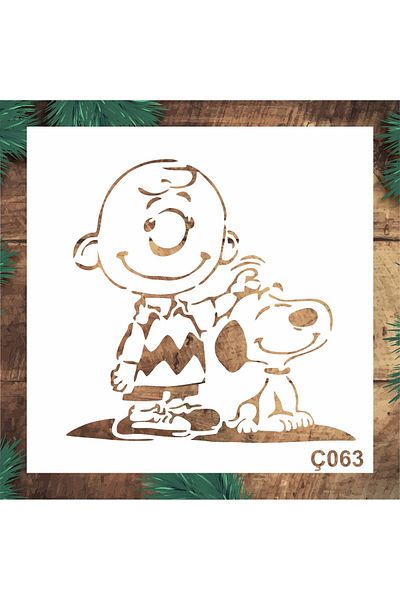STENCİLTASARIM Ç063 Charlie And Snoopy Wall Children's Wooden Painting Pattern Pattern Painting Pattern