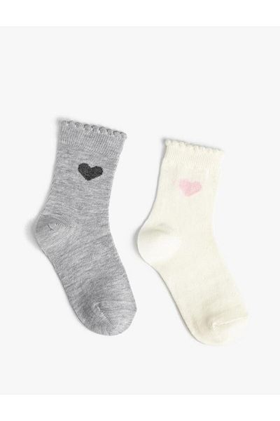 Koton Girl's Socks 2 Pack Printed Cotton Blend