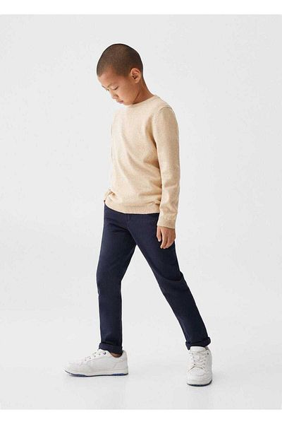 MANGO Kids Pantaloni albastru închis pentru copii