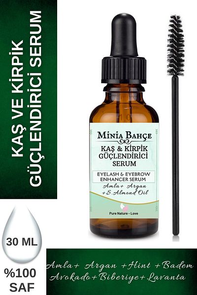 Minia Bahçe Bitki ve Sanat Atölyesi Eyebrow, Eyelash and Beard Care Serum - 30 ml (Brush Included)