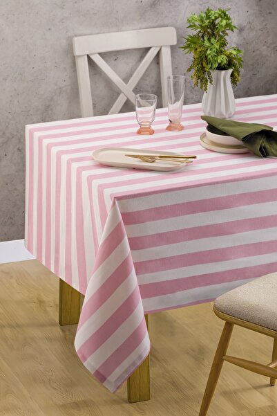 Elly House مفرش طاولة مخطط باللون الوردي 150x220 سم