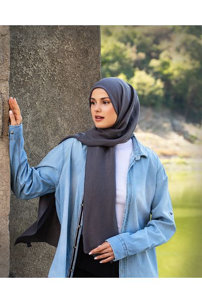 Scarf Jacquard Tree Shell Cotton Shawl - Dark Smoke -