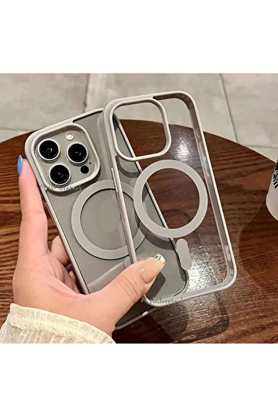 m.tk moveteck İphone 15 Pro Kılıf Krom Mika Magsafe Arkası Şeffaf Hassas Butonlu Mat Yumuşak Renkli Kenarlı