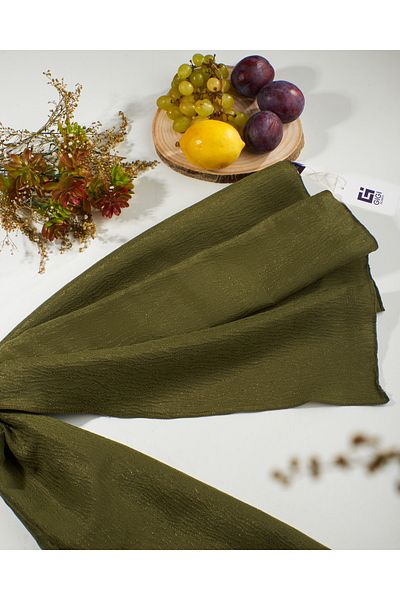 Scarf Σάλι Jacquard Tree Bark Cotton - Χακί -