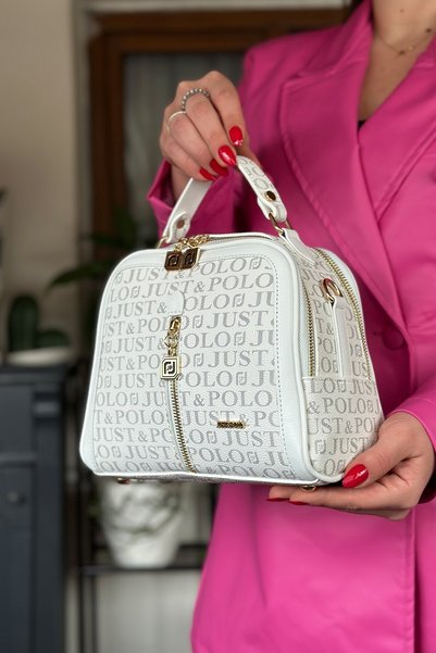 Just Polo حقيبة كتف نسائية بيضاء - للاستخدام اليومي، متوسطة الحجم، موديل 2057
