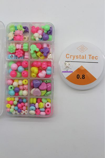 Hobimos 10 Types of Shaped Plastic Bead Line Set in 10 Compartments Box