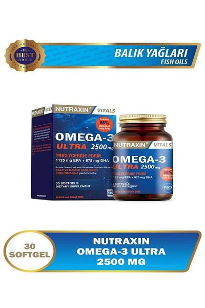 Nutraxin Omega-3 Ultra 2500 mg 30 Softgel Triglyceride Formada EPA & DHA Food Supplement