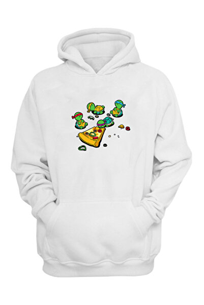 THEWERT Unisex majica s motivom Ninja kornjača i pice Štampano bela regularna...