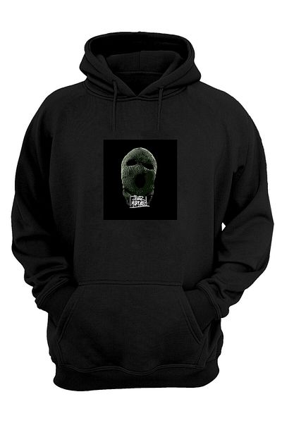 THEWERT Hanorac gros cu glugă, unisex Ganster Trap, imprimat, negru, cu formă obișnuită