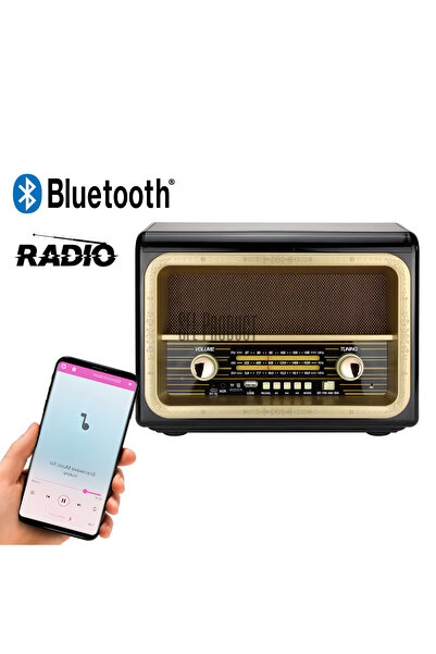 Genel Markalar Bluetooth Ahşap Radyo Büyük Boy Nostaljik Eskitme Radyo
