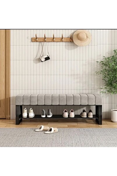 larissa design Metal Bench Ayakkabılık Gri