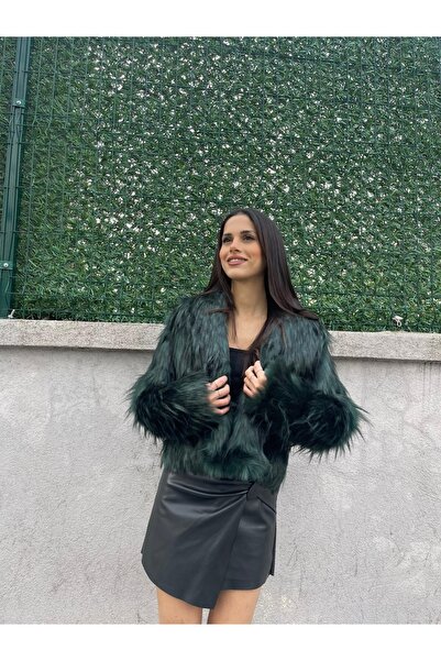 BLU NAVY Racun Shawl Collar Fur