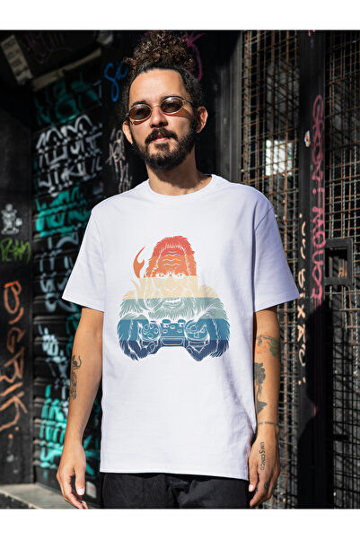 AEMİ Unisex igračka gorila Štampano okrugla kragna Oversize kroj T-shirt