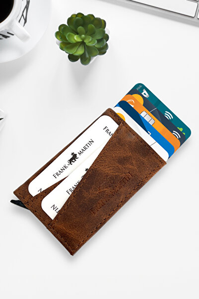 Frank Martin Kutulu Ince Unisex Otomatik Mekanizmalı Deri Çok Gözlü Model X Akıllı Kredi Kartlık