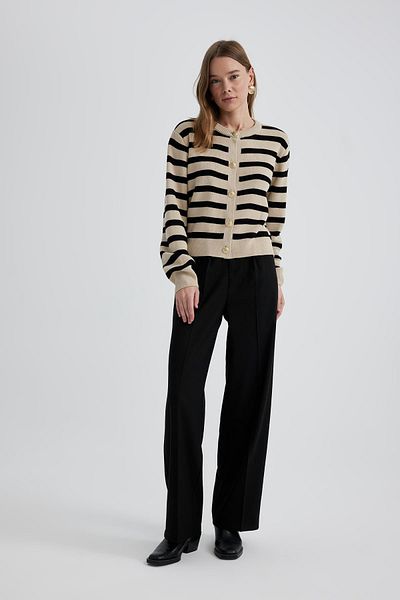 DeFacto Regular Fit Striped Crew Neck Cardigan C1501ax24sp