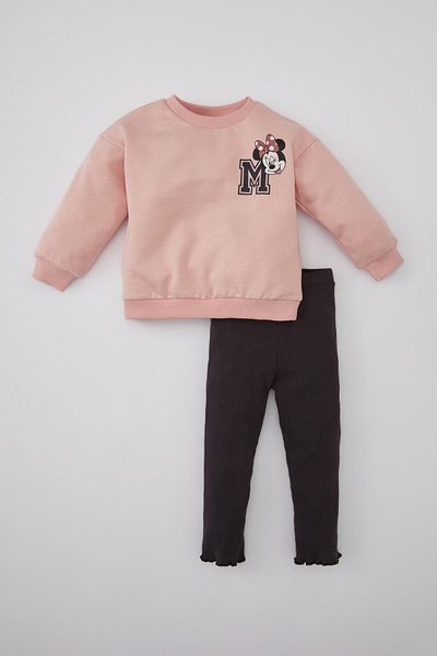 DeFacto Baby Girl Disney Mickey & Minnie Ribbed Camisole Sweatshirt Tights 2-Piece Set