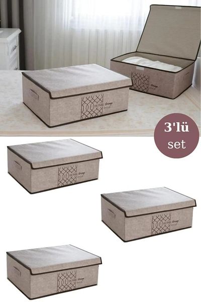 Emir-AYDIN 3 Pcs Multi-Purpose Base Box Organizer with Felt Lids 50*40*19