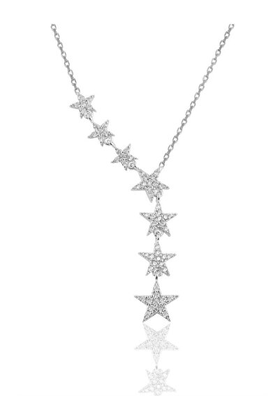 mefshop 925 Ayar Gümüş Sıralı Yıldız Kolye