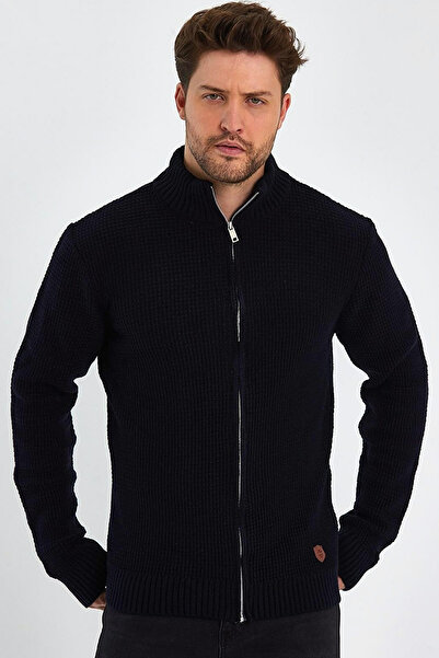 MissKybele Pirinç Örgü Fermuar Kapamalı Balıkçı Yakalı Regular Fit Kalıp Uzun...