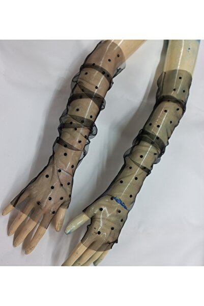 es moda shop قفازات الزفاف من التول بدون أصابع من ألينا باللون الأسود