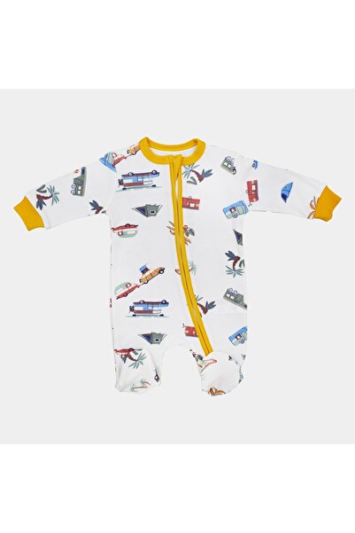 Tiffany Baby Caravan Theme Zippered Baby Jumpsuit with Booties 12040