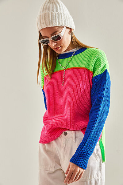 Bianco Lucci Women's Thessaloniki Knitted Crew Neck Knitwear Sweater