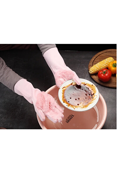 Multiamo Magic Serrated Dish Glove Kitchen Bathroom Cleaning Brush